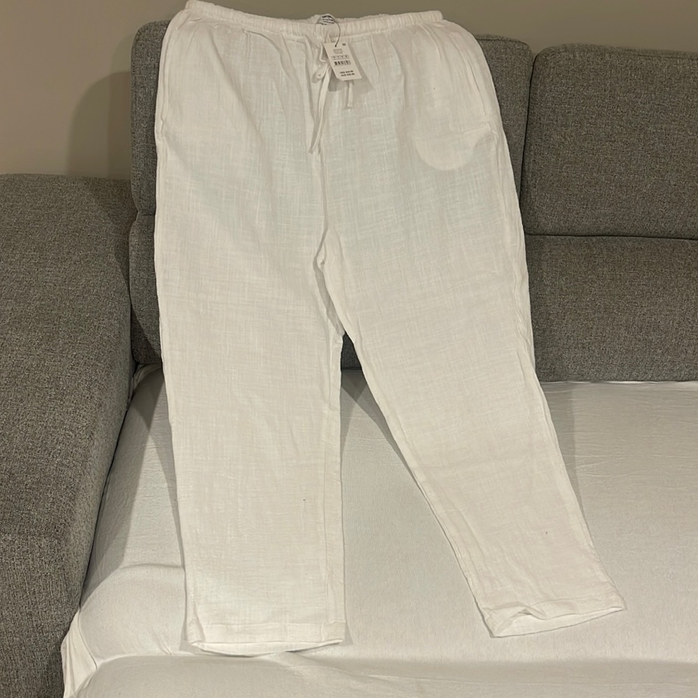 Linen white beach pants size 12
